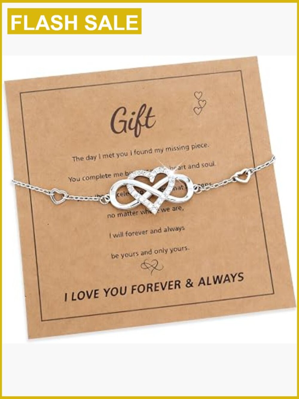 Infinity Love Heart Link Bracelet for Women, Trendy Everyday Gift